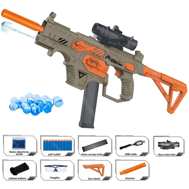 Pistola 3 En 1 Lanza Agua Hidrogel Y Dardos Vector 