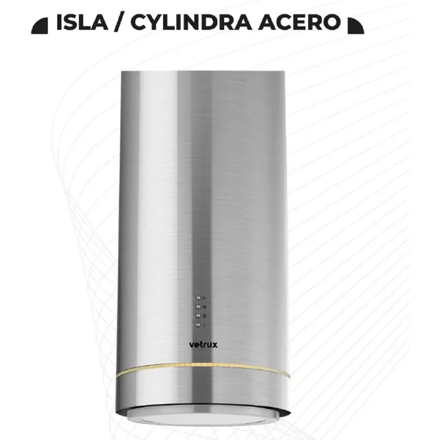 Campana De Cocina De Isla Cilindro Acero Vetrux