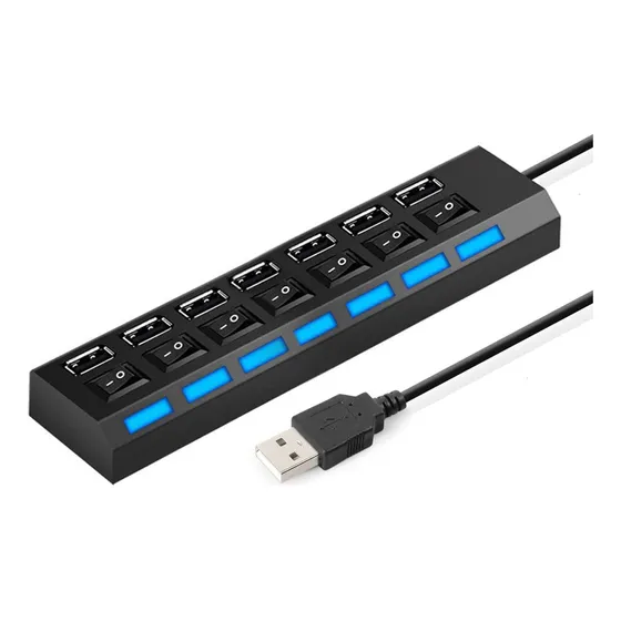 Oficina Casa Negro 7 Agujero Usb Multifuncion Boton