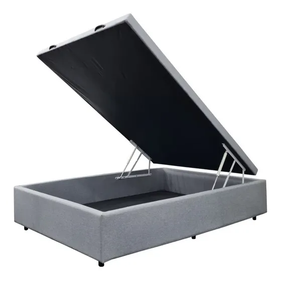Cama Box Baul Base Sommier 2 Plazas Tapizado Especial Lino