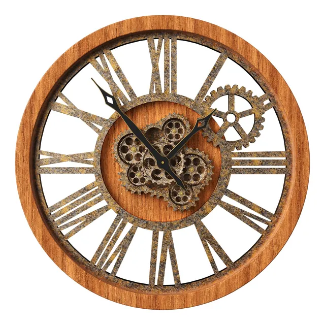 Real Moving Gears Reloj Pared Gran Tamaño Madera Granja Sala