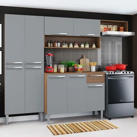 Cocina Integral Completa Modular Madesa Emilly Top Color Marrón/gris