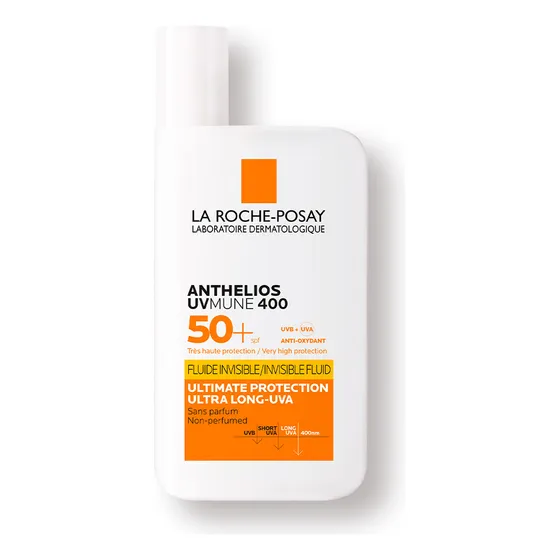 La Roche Posay Anthelios UVMUNE Fluido Invisible FPS 50+ Protector Solar Facial de textura ligera para Todo Tipo de Piel con Máxima Protección Solar UV 50ml