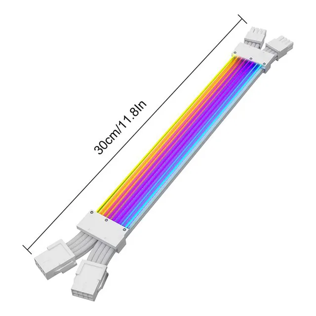Cable Extensión Argb Iceberg Doble 8 Pin Gpu Blanco 2x(6+2)