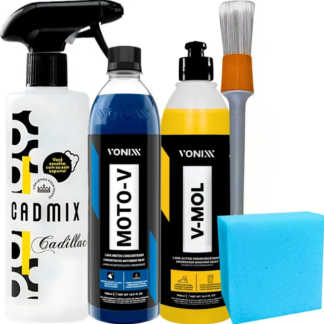 Kit Limpa Motor Lavagem Shampoo Moto-v + V-mol Vonixx 500ml