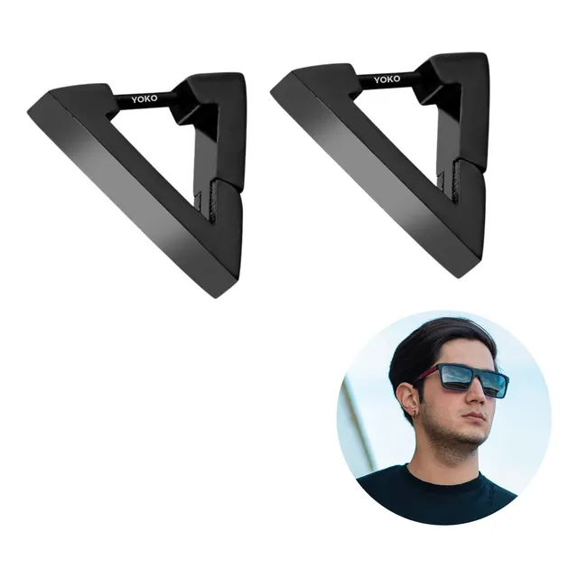 Aretes Candongas Hombre Pendiente Colgante Acero Triangulo