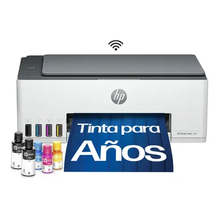 Impresora Multifuncional HP Smart Tank 580 Sistema Continuo, Wi-Fi, Color, HP App