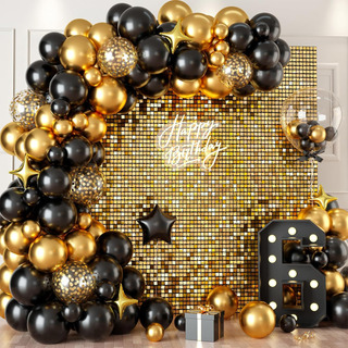 Biapian Telón De Fondo De Pared Dorado Brillante, 12 Paneles Biapian Telón De Fondo De Pared Dorado Brillante, 12 Paneles