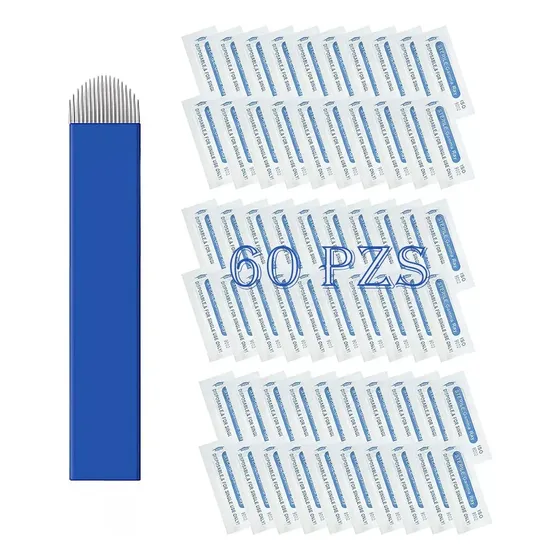 Mungqube 60pcs U18 Navajas Microblading Pin Y Lengua De Gato Agujas