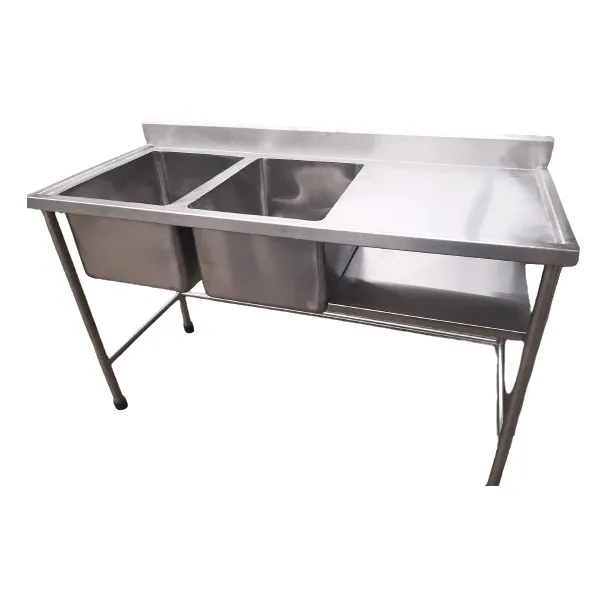 Lavadero 2 Pozas Escurridor Lateral 60x160x90 Cm Myc Inox