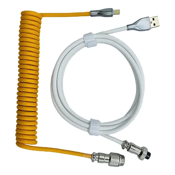 Cabo De Teclado Reto De Manga Dupla Usb De Branco Amarelado