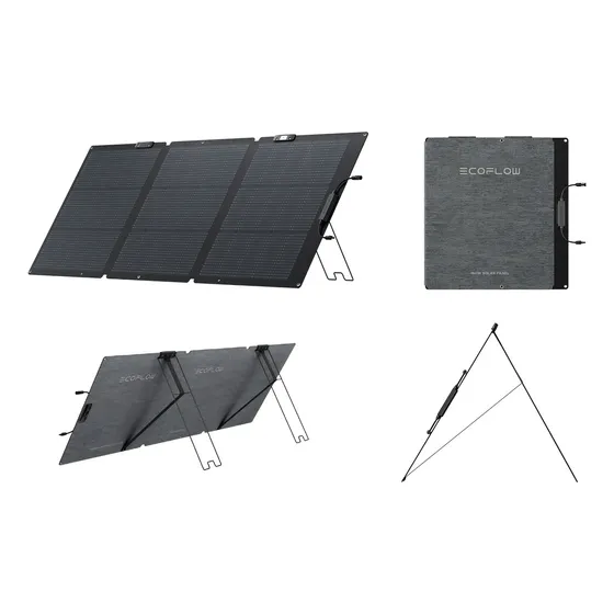 Panel solar portátil plegable Ecoflow 160 W Ip68, panel solar de color negro/gris, voltaje de circuito abierto 21,3 V, voltaje máximo del sistema: 18,6 V