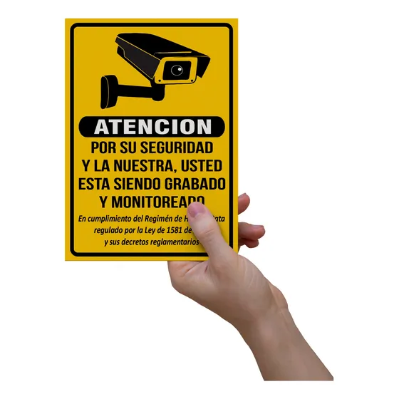 Señalización Aviso Letrero Plástico Cámara Vigilancia Habeas