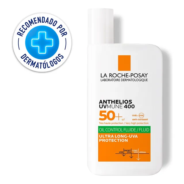 Protector Solar La Roche-Posay Anthelios UVMune 400 Oil Control SPF 50+ 50 ml - Fluido Invisible Piel Grasa