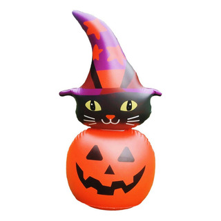 Gato Inflable De La Calabaza De La Decoración De Halloween Gato Inflable De La Calabaza De La Decoración De Halloween