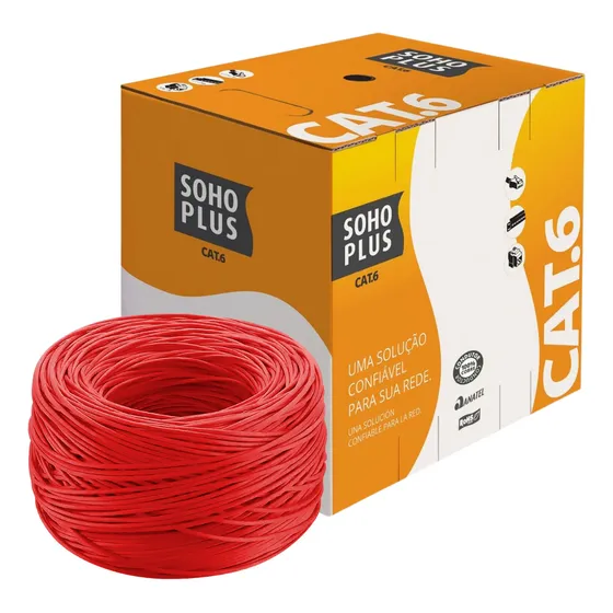 Cabo Rede Furukawa Soho Plus 305m Cat6 Utp Vermelho