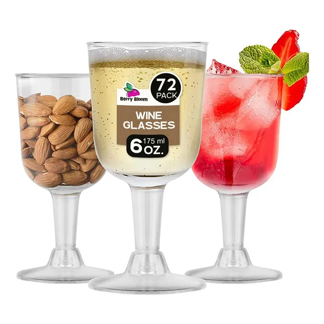Copas Desechables Vino, Postres Plástico Premium 72 Piezas