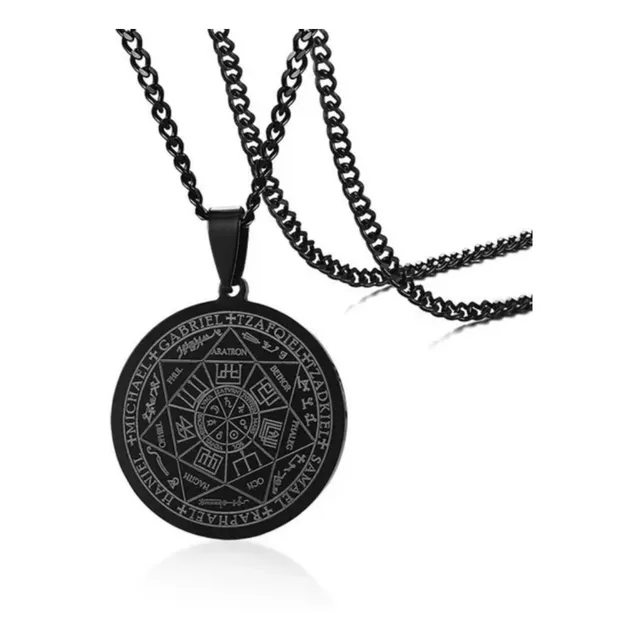 Collar Amuleto Sello 7 Arcangeles Acero Inoxidable