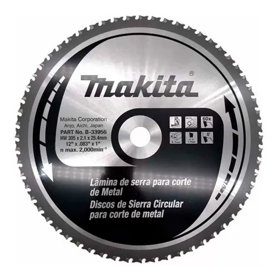 Disco Sierra Para Acero 12'' X25.4x2.10mm 60d Para Lc1230