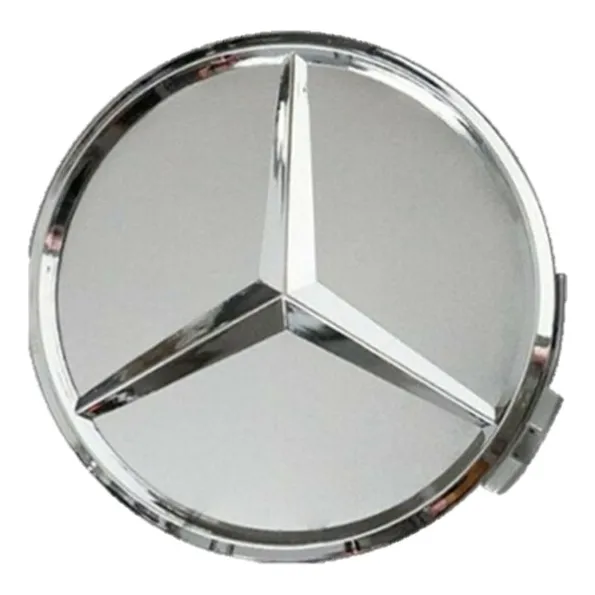 Tapa Centro Rin Mercedes Benz Plateado Clasico Liso 75mm X1