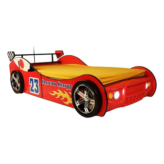 Base De Cama Hmfule Individual C/ Forma De Carro Rojo