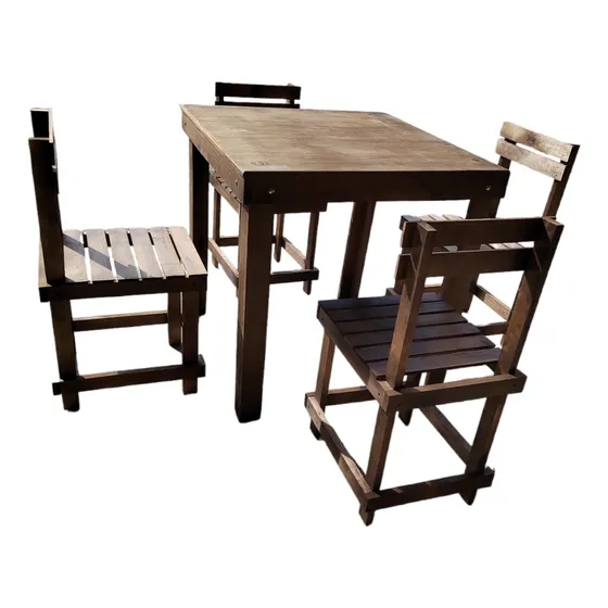 1 Mesa De Madera Con 4 Sillas Rustico La Mejor¡¡¡