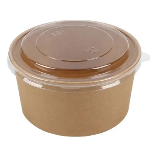 Envase Bowl Kraft Con Tapa Pet 1000ml (100 Unidades)