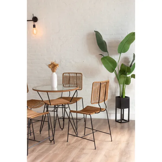 Mesa Redonda Mallorca 74cm Tejido Yute (espacio 682)