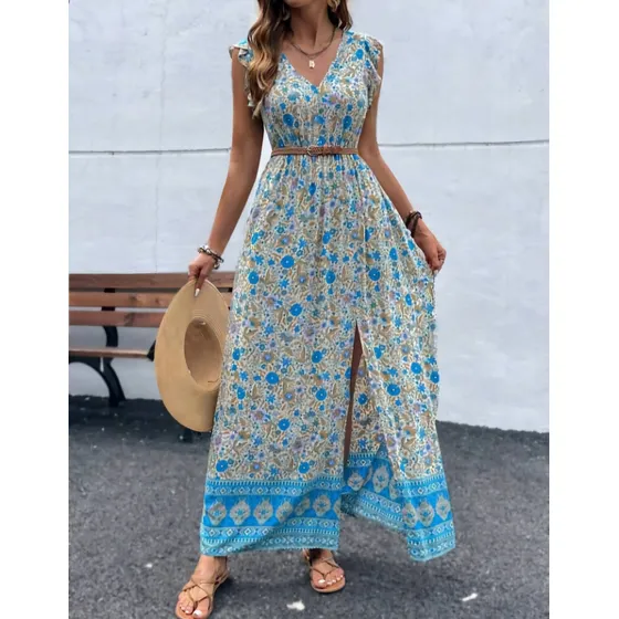 Vestido Largo Estampado Floral