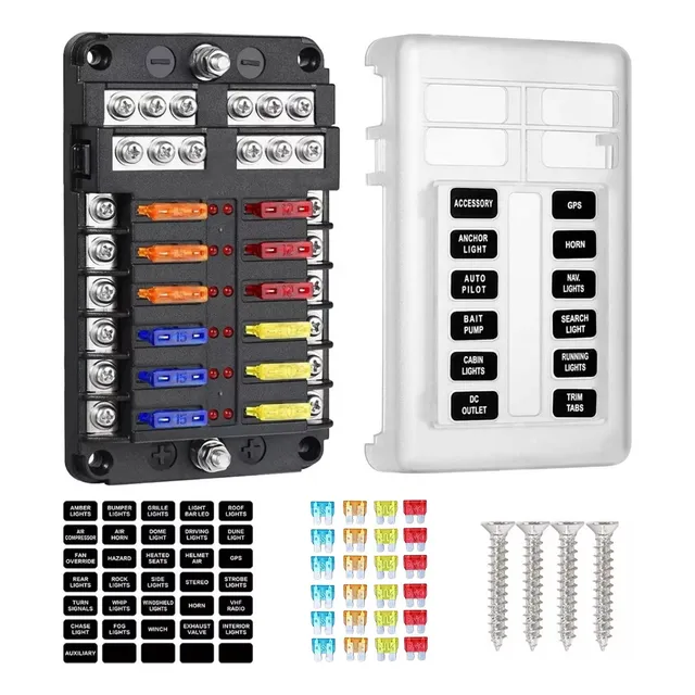 Bloque De Fusibles De 12 Vías Ato/atc Con Indicador Led