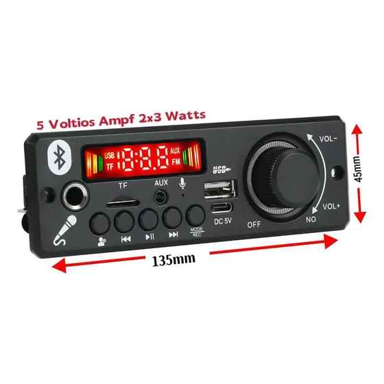 Reproductor Mp3 Jxy20 Bluetooth Con Fm Amplificado 2x3 Watts