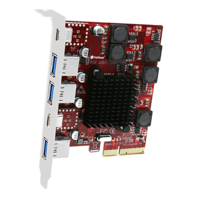 Febsmart 2x Usb-c And 3x Usb-a 10gbps Ports Pcie Usb 3.1 11,