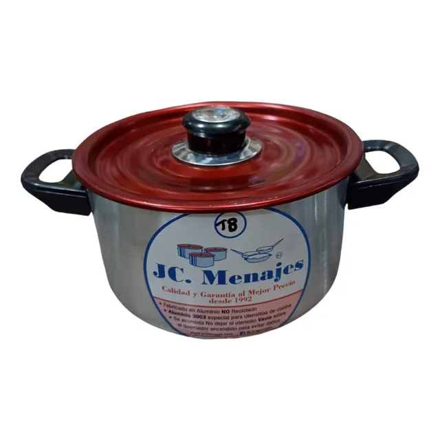 Olla 18 Cm Lijada De Aluminio Marca Jc Menajes