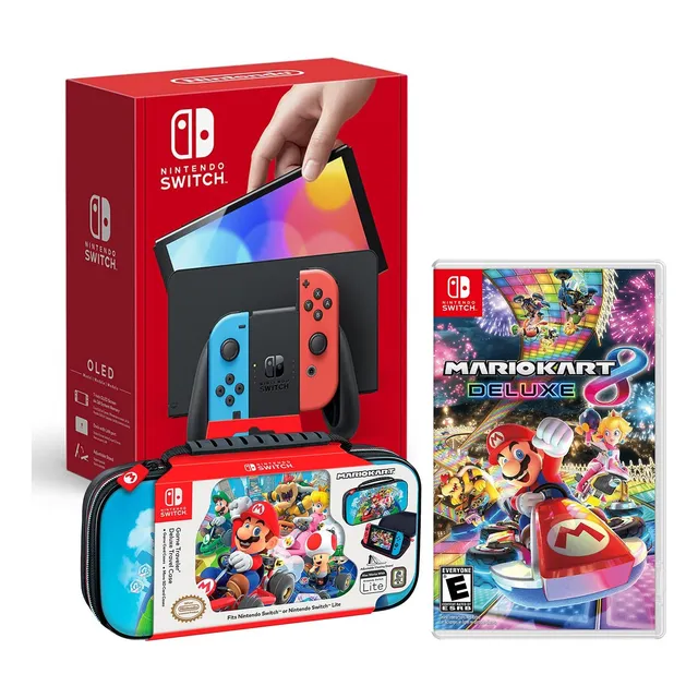 Nintendo Switch Oled Neon+mario Kart 8+estuche M. Kart Bag