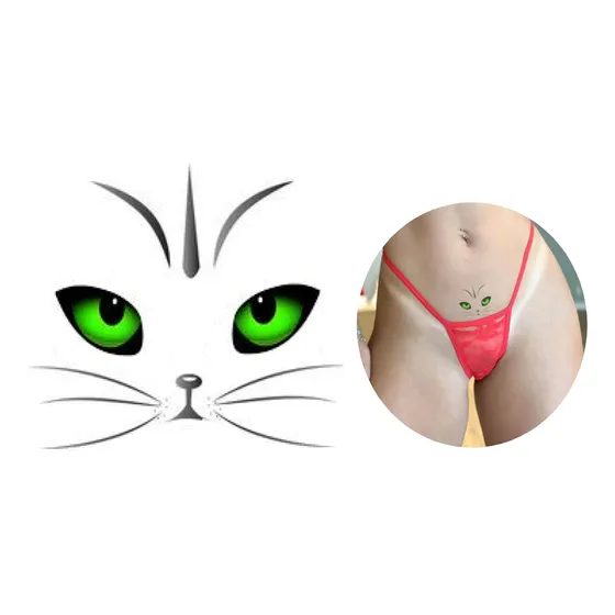 Tatuagem Temporaria Olhos Verdes Gato Rosto
