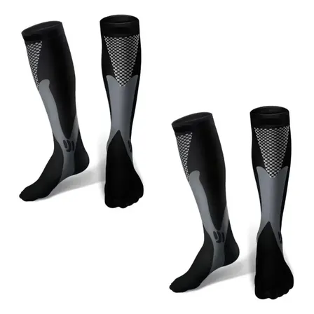 Kit 2 Pares Meia Compressão Esportiva Cano Alto 3/4 Corrida