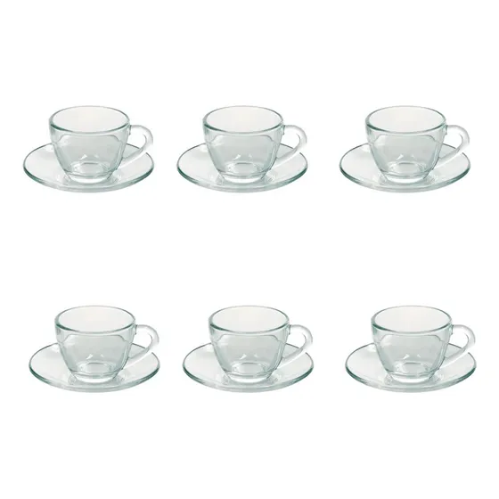 Juego 6 Tazas Con Platillo 240 Ml De Vidrio Astral Duralex