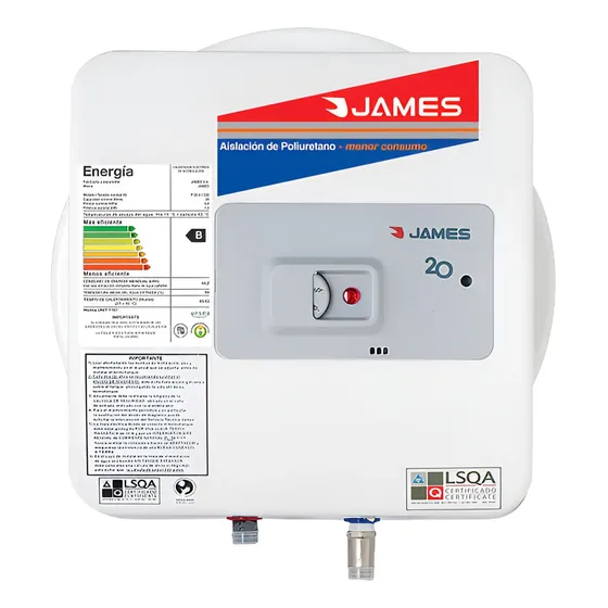 Calefon Termotanque James 20 Lts Salida Superior Bajomesada | Cuotas sin interés