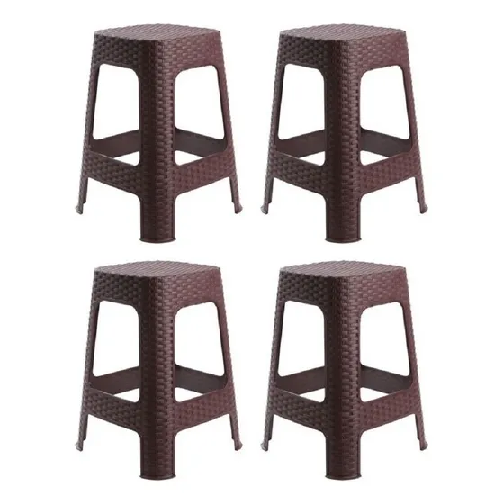 Banqueta Banquito Apilable Símil Rattan Plástico X4