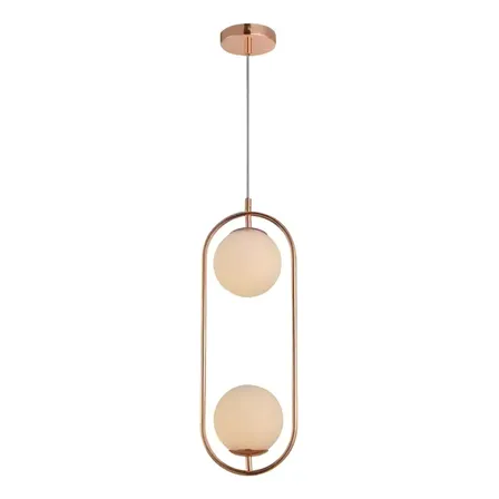 Lustre Pendente Avant Perola Arco Duo 2xg45 Cobre Brilho