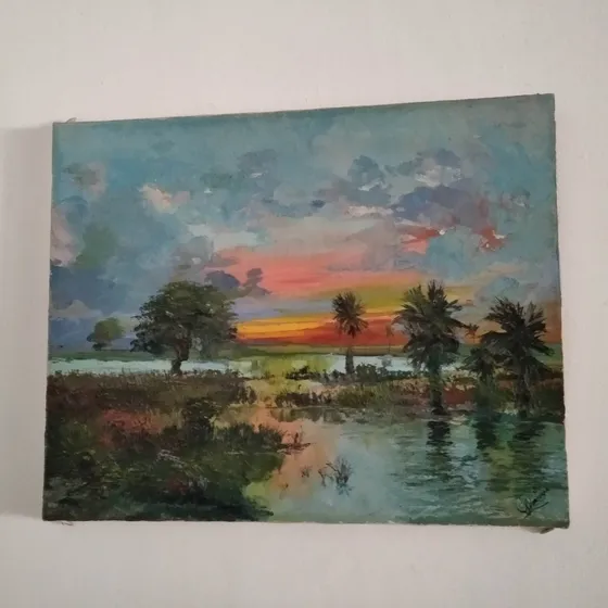 Cuadro Jorge Noriega Atardecer En Los Morichales
