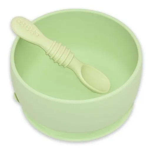 Bowl De Silicona Con Ventosa, Sin Bpa, Para Bebe Color Verde