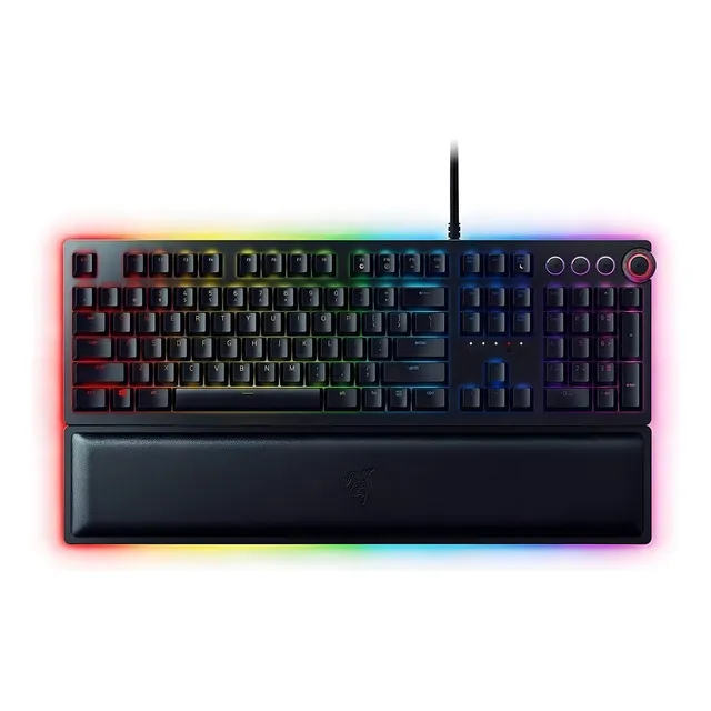 Teclado gamer Razer QWERTY Linear Red inglés US color negro con luz RGB