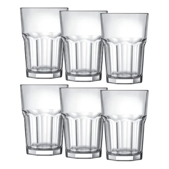 Jogo 6 Copos De Vidro Alto Grosso Refrigerante Bebida 350ml