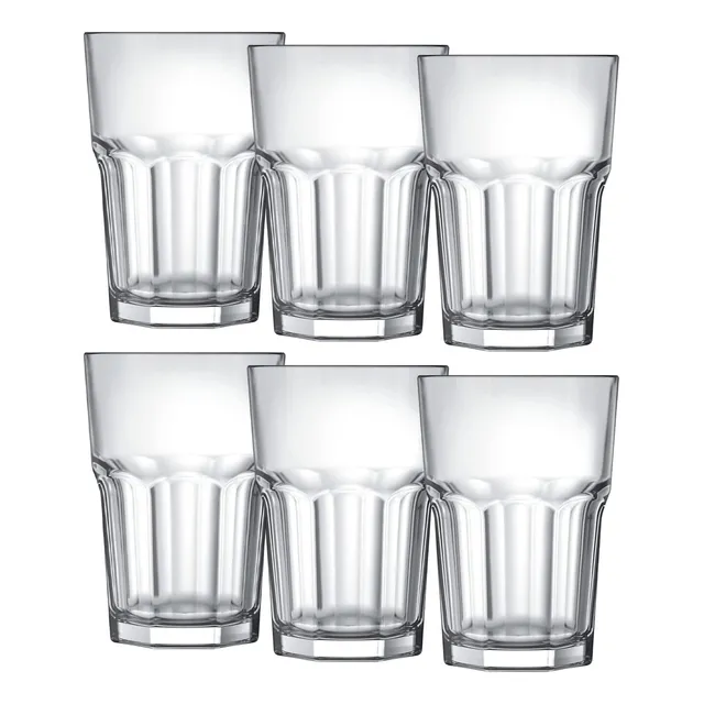 Jogo 6 Copos De Vidro Alto Grosso Refrigerante Bebida 350ml