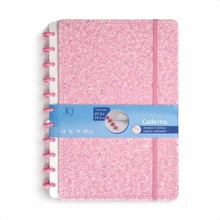 Caderno De Disco Inteligente Grande Capa Dura Universitário Rosa