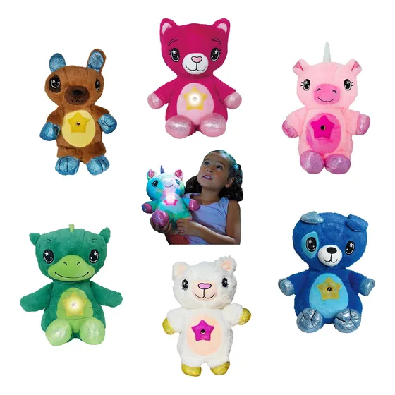 Oso De Peluche Proyector Luz Nocturna Veladora Star Belly