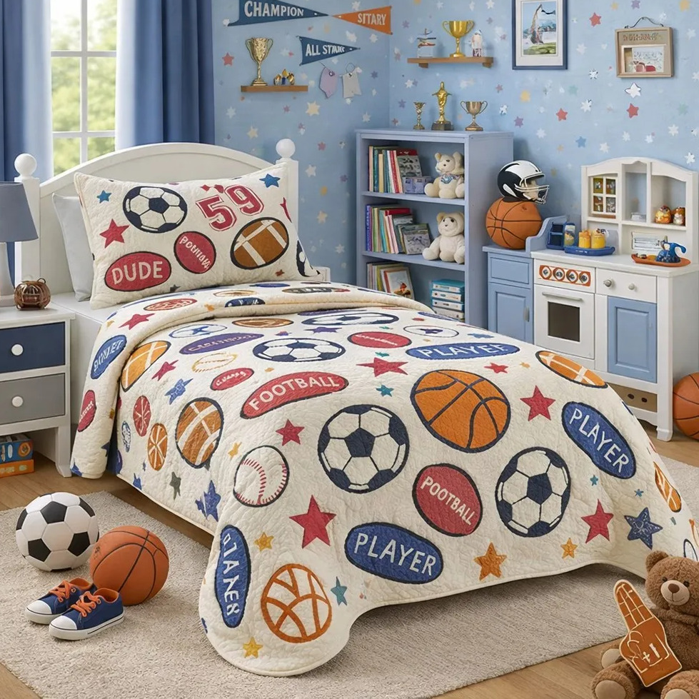 Kit colcha infantil futebol com 2 pecas