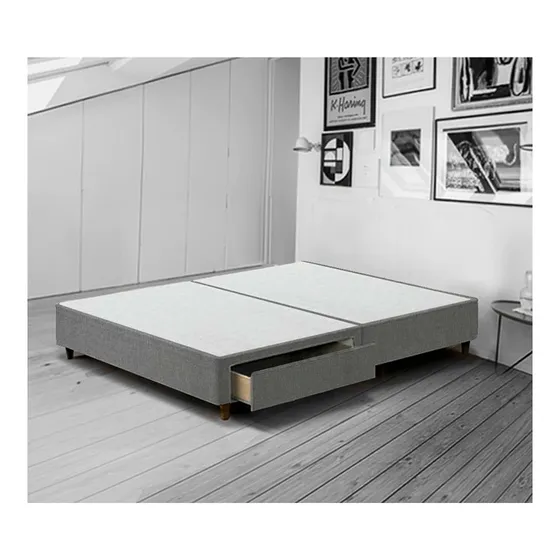 Base Aiden King Size Lino Gris Box Pieza Mueble Base Cama