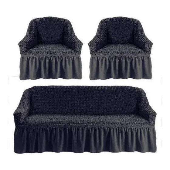 Funda Polatti Turco 3 + 1 + 1 Gris Oscuro Turco 3-1-1 De 100cm X 180cm Para Juego De 3+1+1 Cuerpos De 3 Cuerpos
